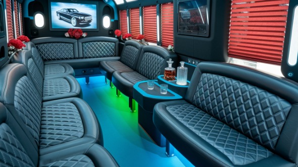 party bus rental interior long beach